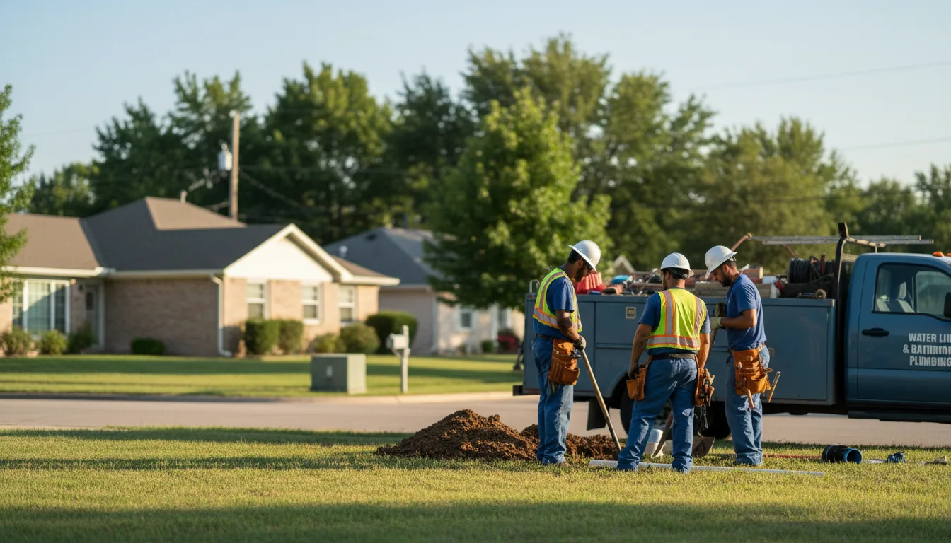 Residential water line and bathroom plumbing service in Hampden, ND